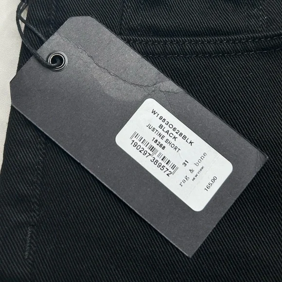 Rag &‎ Bone NWT Justine Short Size 31 Black USA Made 34x3 Festival Denim $165 - Picture 7 of 12